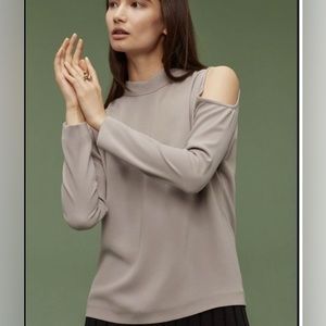 Wilfred for Aritzia Cold Shoulder Tie Back Long Sleeve Top